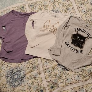 3 long-sleeved cat lover tees